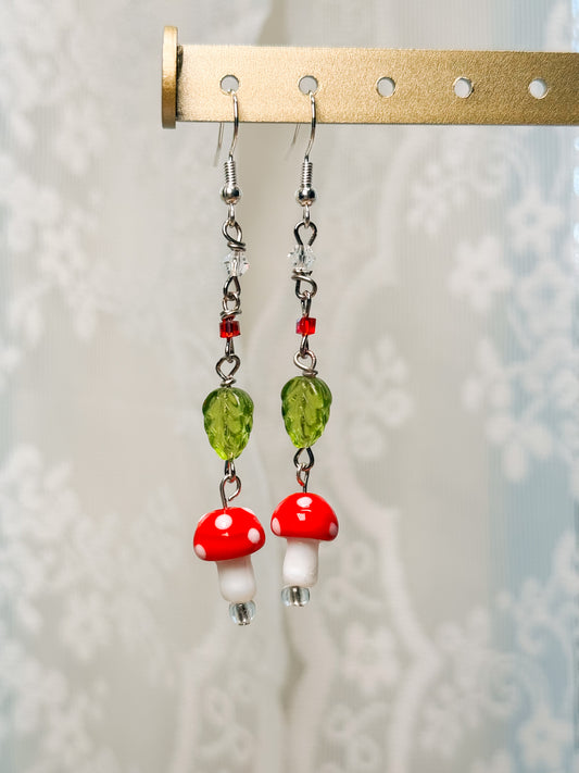 Dainty Mushroom Dangle Earrings