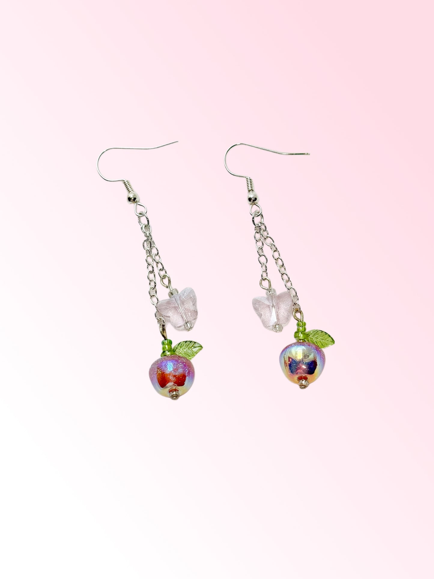 Iridescent Pink Lady Apple Dangle Earrings
