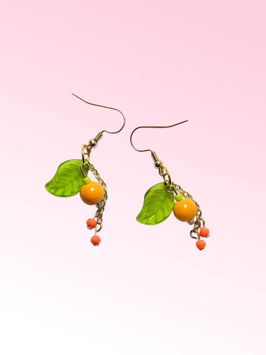Orange Fruit Dangle Earrings