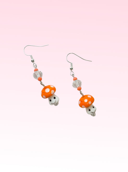 Orange Mushroom Earrings